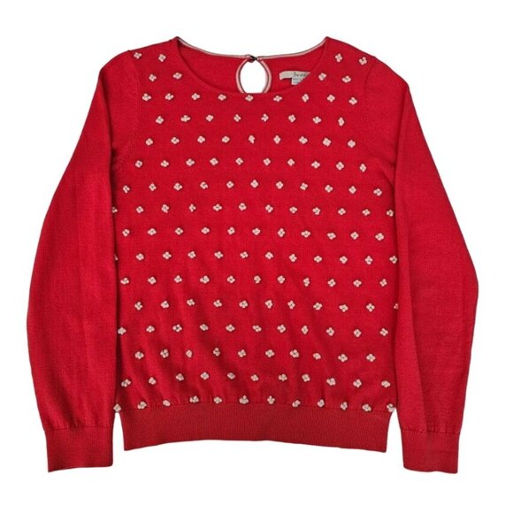 Boden Women's Red Wool-Blend French Knot Tight Knit Pullover Sweater Sz 6/UK-10 - Picture 2 of 15
